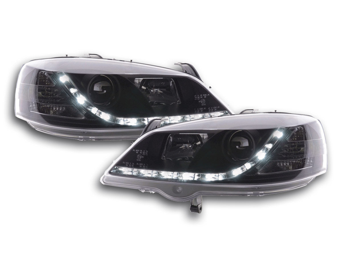 Scheinwerfer Set Daylight LED TFL-Optik Opel Corsa B 94-00 chrom Scheinwerfer Set Daylight LED TFL-Optik Opel Corsa B 94-00 chrom